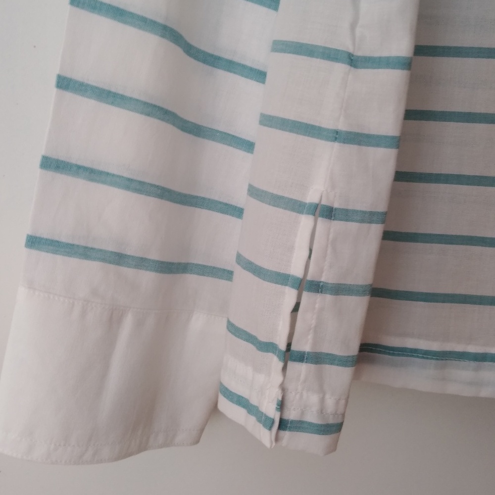 Pendleton Button Down Shirt Aqua Blue Stripe Euc - image 4